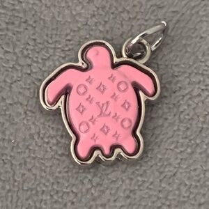 Upcycled  Pink and Silver Turtle Charm